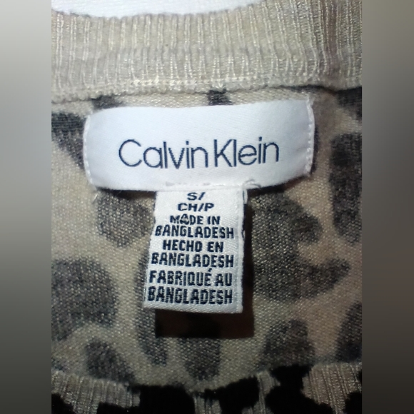 Calvin Klein Women's Small Layered Sweater Blouse Animal Leopard Cheetah Print - Picture 4 of 6